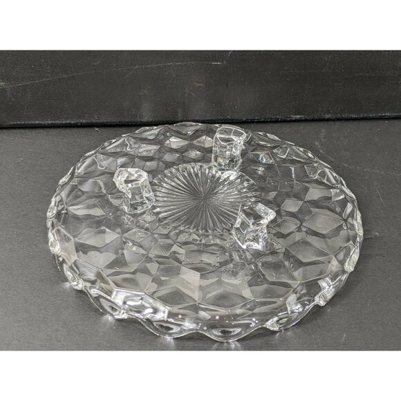 Fostoria Cubist Crystal Tri-Footed Serving Plate 7 Inches 18e - Picture 4 of 6